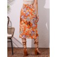 thumbnail image 4 of DARING DIVA Women's Tropical Beach Ruched Split Thigh Rayon Skirt M Orange Pattern 1, 4 of 6
