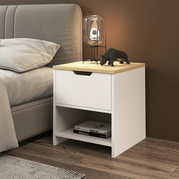 Pouseayar 19.7'' Tall Modern Particle Board Nightstand , White