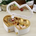 thumbnail image 3 of EeaseMX Caja de música con forma de corazón doble, bailarina, caja de música, manualidades de escritorio, decoración del hogar (blanca), 3 of 7