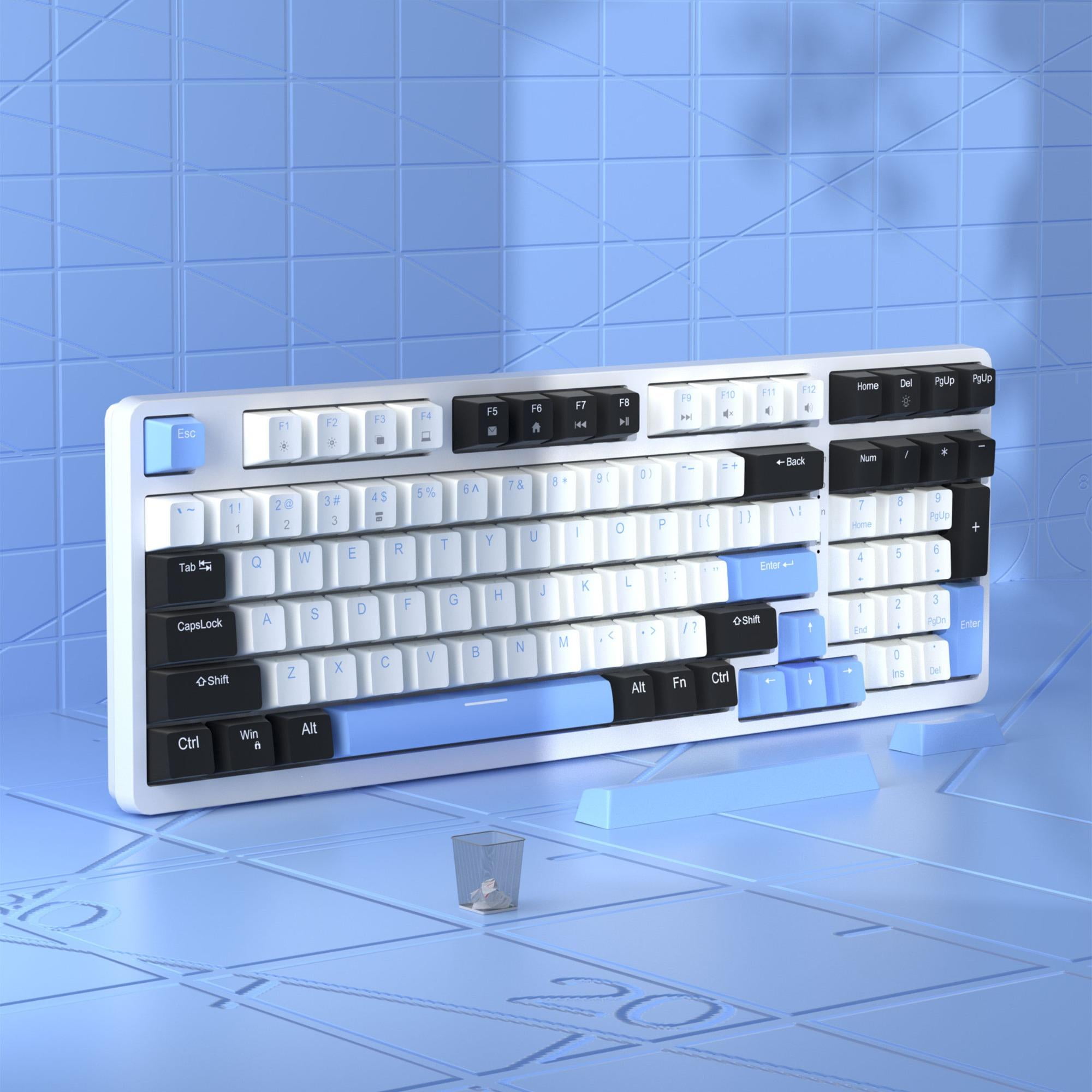 MageGee 95% mechanical three-mode keyboard, Star98 wireless Bluetooth gaming keyboard, black and white mix and match blue whale