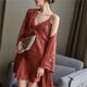 thumbnail image 4 of Pijama sexy de primavera y verano para mujer, camisón fino de seda helada con almohadilla para el pecho, camisón con tirantes, conjunto de dos piezas, ropa de belleza para el hogar, 4 of 6