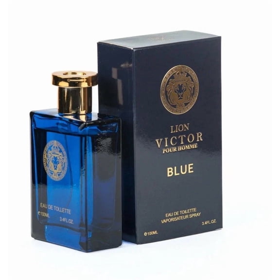 Men’s Cologne Lion Victor Blue Eau de Toilette Spray 3.4 oz / 100 ml – Fresh, Aquatic & Citrus Long Lasting Fragrance for Men – Clean Everyday Masculine Scent