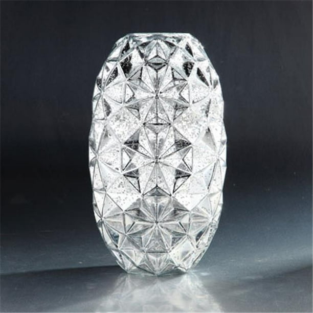Diamond Star 57181 13.5 x 8 in. Glass Candle Holder, Silver Walmart
