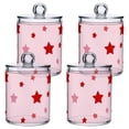 thumbnail image 2 of Red Pink Stars Translucent Plastic Cans Storage Canisters with Lid Set of 2, 2 of 7