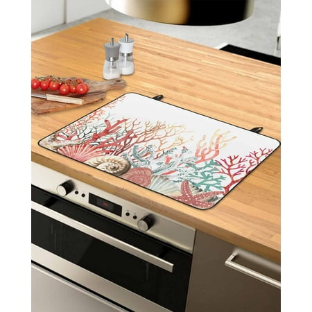 

Red Coastal Stove Top Covers for Electric Stove Heat Insulation Fireproof Glass Cooktop Cover Counter Top Glass Stove Cover for Prevent Scratches 29 x21 Seaside Coral Starfish Beach Ocean