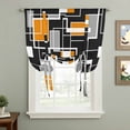 thumbnail image 2 of Burnt Orange Black Geometric Balloon Curtains for Bedroom/Front Door/Bathroom, Modern Color Block Abstract Tie Up Curtains 63 Inch Length Light Filtering Kitchen Curtains Shades for Windows 46"x63", 2 of 8
