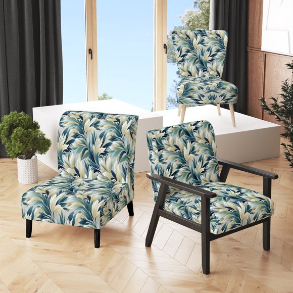 Designart « Symphonie des Tropiques Côtiers I » Fauteuil d'Appoint Tropical Bleu Rembourré - Fauteuil Tropical pour Salon