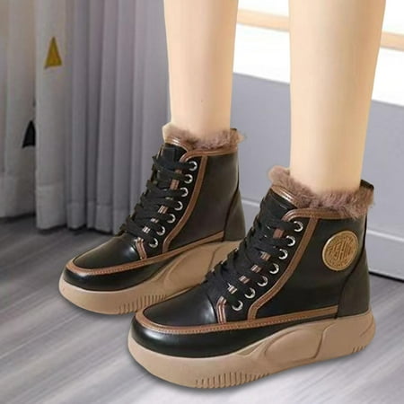 

Womens Snow Boots Anti Skid Ankle Booties Warm Accessories Soft Lined Footwear Waterproof Fashion Shoes for Outdoor Hiking Cold Weather Black and 37