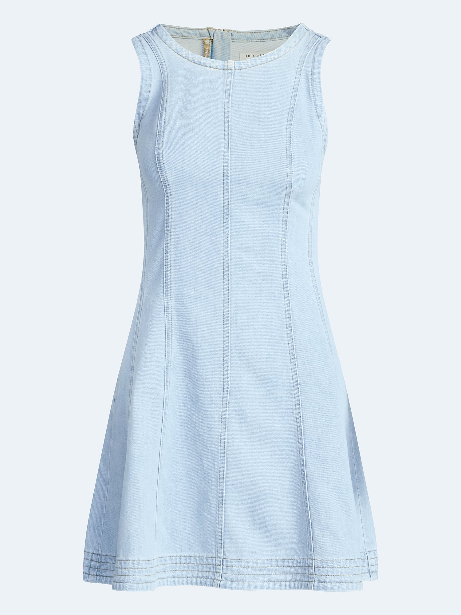 no sleeve denim dress Sleeveless Tencel Denim Dress, MIDDLE BLUE / XS