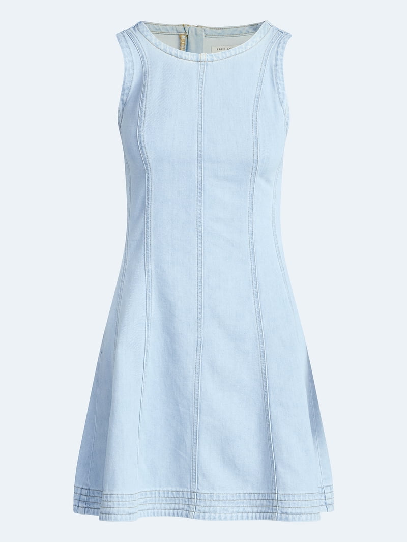 Free Assembly Women's and Women's Plus Sleeveless Denim Panel Mini Dress, Sizes XS-4X - Walmart.com Free Assembly Women's and Women's Plus Sleeveless Denim Panel Mini Dress, Sizes XS-4X - Walmart.com