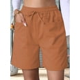 thumbnail image 6 of Omen Casual Shorts Drawstring Comfy Elastic Waist Shorts Summer Pull on Short with Pockets Brown S, 6 of 8