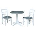 thumbnail image 3 of International Concepts 30" Round Solid Wood Pedestal Dining Table with 2 Madrid Ladder Back Chairs - 3 Piece Dining Set, 3 of 3