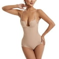 thumbnail image 2 of SWSMCLT Women's Bodysuit Shapewear Sheer Spaghetti Strap Padded Body Shaper Pad Top Mesh Sleeveless Deep V Neck Nude Large, 2 of 4