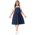 thumbnail image 3 of DARING DIVA Women's Plus Denim Overalls Jumper Jean Midi Dress 4X Black Blue, 3 of 6