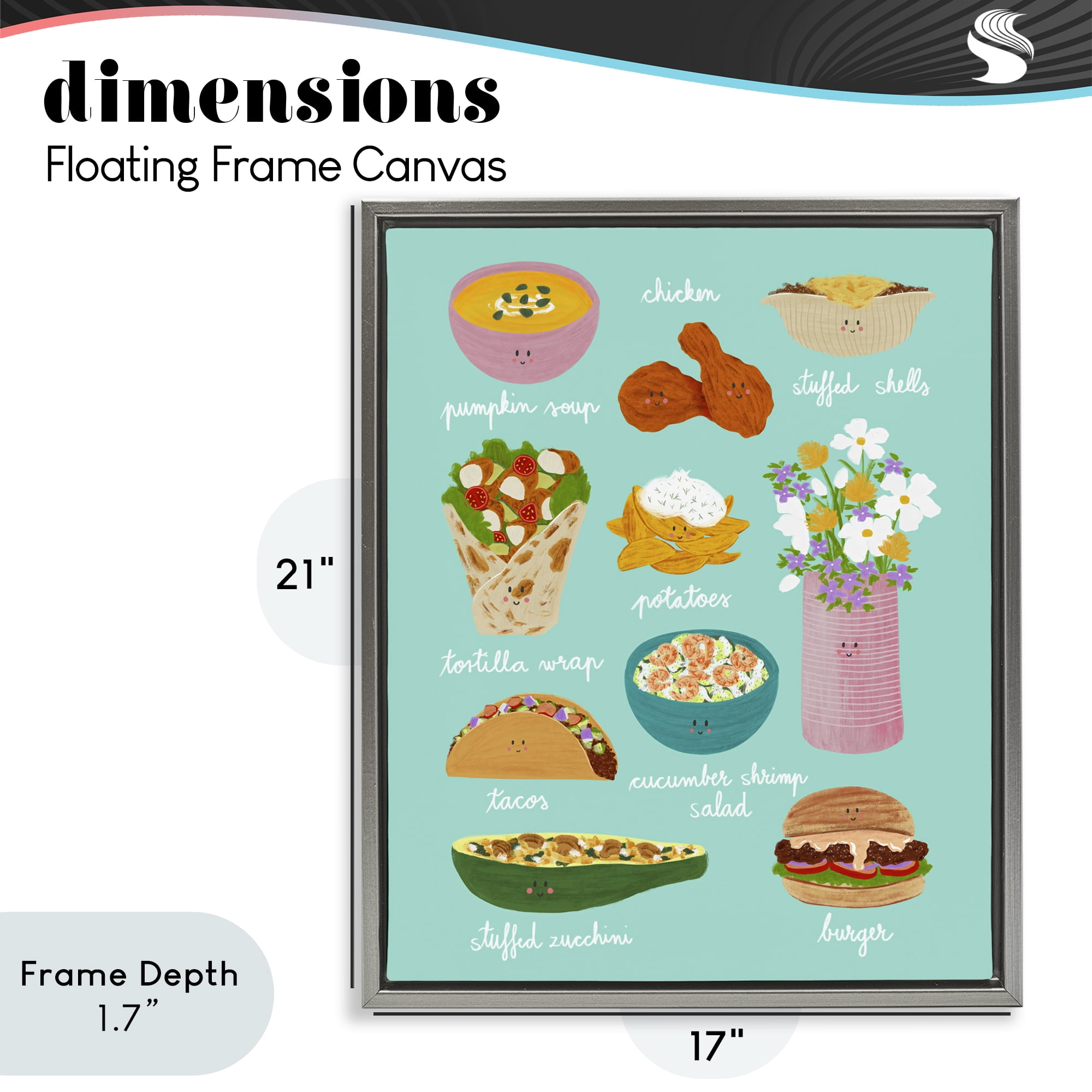 Stupell Industries Gourmet Lunch Food Collection Gray Framed Floater Canvas Wall Art, design by Metka Hiti