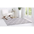 thumbnail image 2 of Unique Loom 3151577 4 x 4 ft. Rounded Trellis Frieze Square Rug, Light Gray, 2 of 5