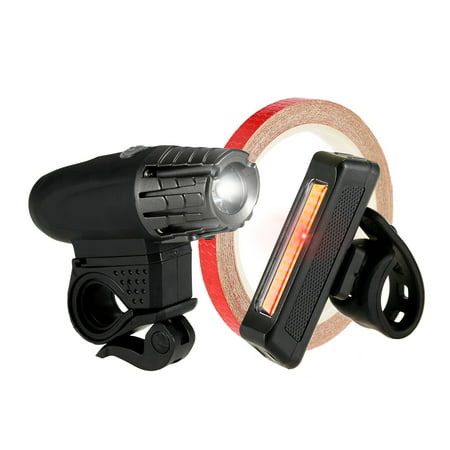 Lixada USB Rechargeable Bike Light Set Super Bright Front Light and LED Bike Tail Light Reflective Tape Combo (Best Bike Light Combo)