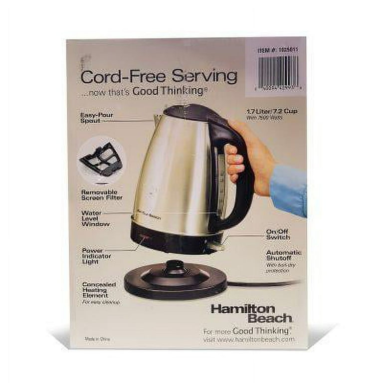 Hamilton Beach 4-Cups Glass Cord Free Electric Kettle 40930 - The