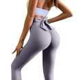 thumbnail image 3 of Elainilye Fashion Yoga Pants Women High Waist Peach Butt Lifting Yoga Pants Bow Sexy Athletic Fitness Pants,Purple, 3 of 6