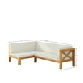 thumbnail image 2 of GDF Studio Mid-Century Modern 2 Piece Outdoor Patio Sofa Set, Right Corner Couch with Solid Wood Frame, Removable Cushions, Slat Design, Beige, 2 of 2