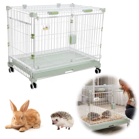 puresly Rabbit Cage with Pull Out Tray And Wheels Rabbit Hutch Leakproof Indoor Rabbit Enclosure 31inch L X 20inch W X 26in H for Rabbits Chinchillas Guinea Pig & Small Animals