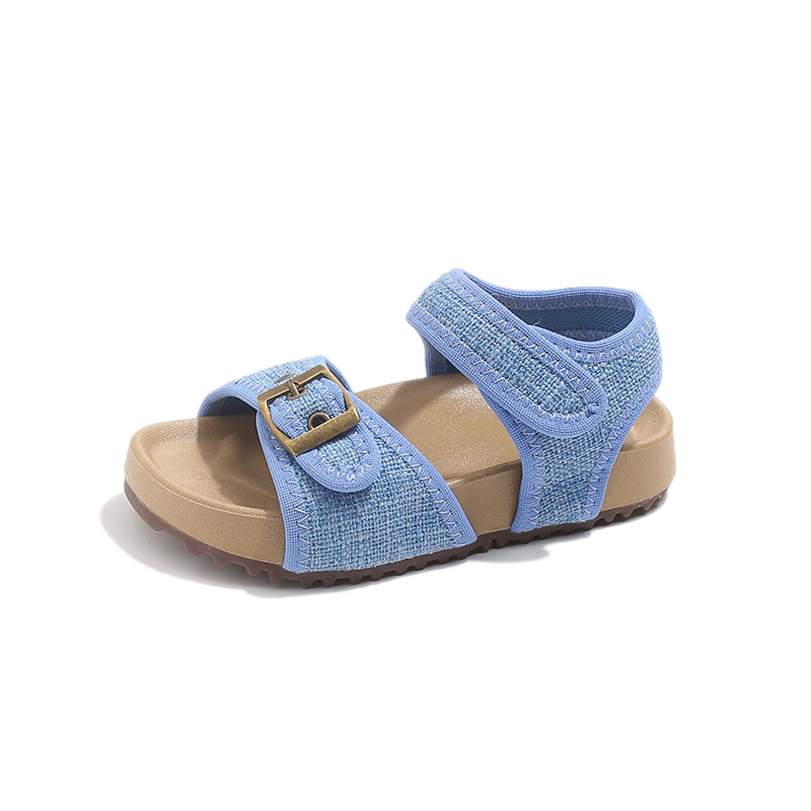 enyan Girls Summer Sandals Outdoor Beach Anti-Slip Rubber Soft Sole Newborn Toddler First Walker Shoes Baby Girl Sandals,Blue,Size 11.5