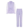 thumbnail image 3 of Miutii Girl's Dressy Suit Set Formal Wear for Wedding Party Button Blazer Jacket with Elastic Pants 2 Piece Outfits Purple 7-8, 3 of 5