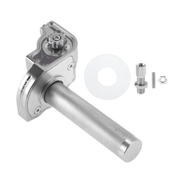 Empuñadura del Acelerador de 22mm de Unique Bargains con 1 Tornillo de Ajuste M10 Plateado, Empuñadura de Acelerador de Motocicleta de Aleación de Aluminio CNC para Manillar de 7/8" 22mm Tono Plateado