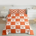 thumbnail image 2 of jejeloiu Ribbon Bow Knot Full Size Comforter Sets,Girls Orange Bowtie Bedding Comforter Set,Modern Geometric Buffalo Bedding Sets For Child,Ultra Soft Home Decor Reversible,3-Piece, 2 of 8