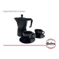 thumbnail image 2 of HUDSON VALLEY | Set Cafetera Italiana de Aluminio 290 ml, ideal para 6 tazas + 2 Pocillos y 2 Platos de Cerámica, Cafetera Moka Clásica para Café Espresso, Compacta y Duradera, Color Negro, 2 of 6