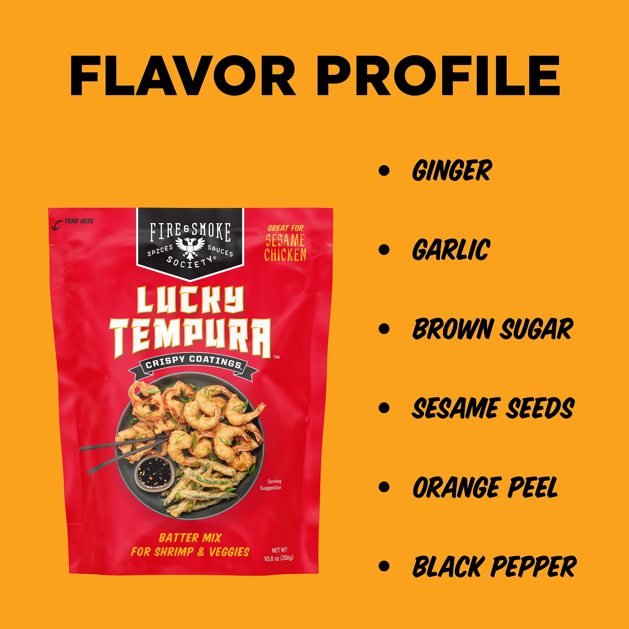 (3 pack) Fire & Smoke Society Lucky Tempura Batter Coating Mix, 10.8 Ounce Bag