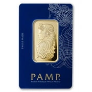 1 oz Gold PAMP Suisse Lady Fortuna Veriscan Bar with Assay Card