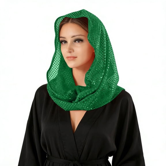 Fewfanhot Women's Sequin Infinity Scarf & Head Wrap, Solid Color Lightweight Shimmering Mesh Scarf for Party, Evening Wear and Everyday Fashion Versatile Accessory