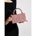thumbnail image 4 of REMANLAND Women's Sparkling Textured Evening Handbag with Braided Top Handle, Pink, 4 of 7
