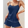 thumbnail image 2 of Ekouaer Womens Cami Pajama Sets 2 Piece Ribbed Knit PJs Soft Lingerie Sleeveless Tank Top and Shorts Camisole Lounge Set, 2 of 6