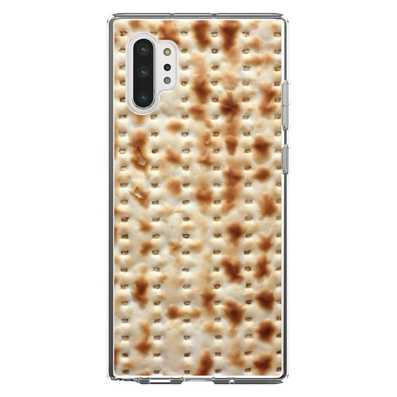 DistinctInk Clear Shockproof Hybrid Case for Galaxy Note 10 PLUS (6.8" Screen) - TPU Bumper, Acrylic Back, Tempered Glass Screen Protector - Passover Matzah