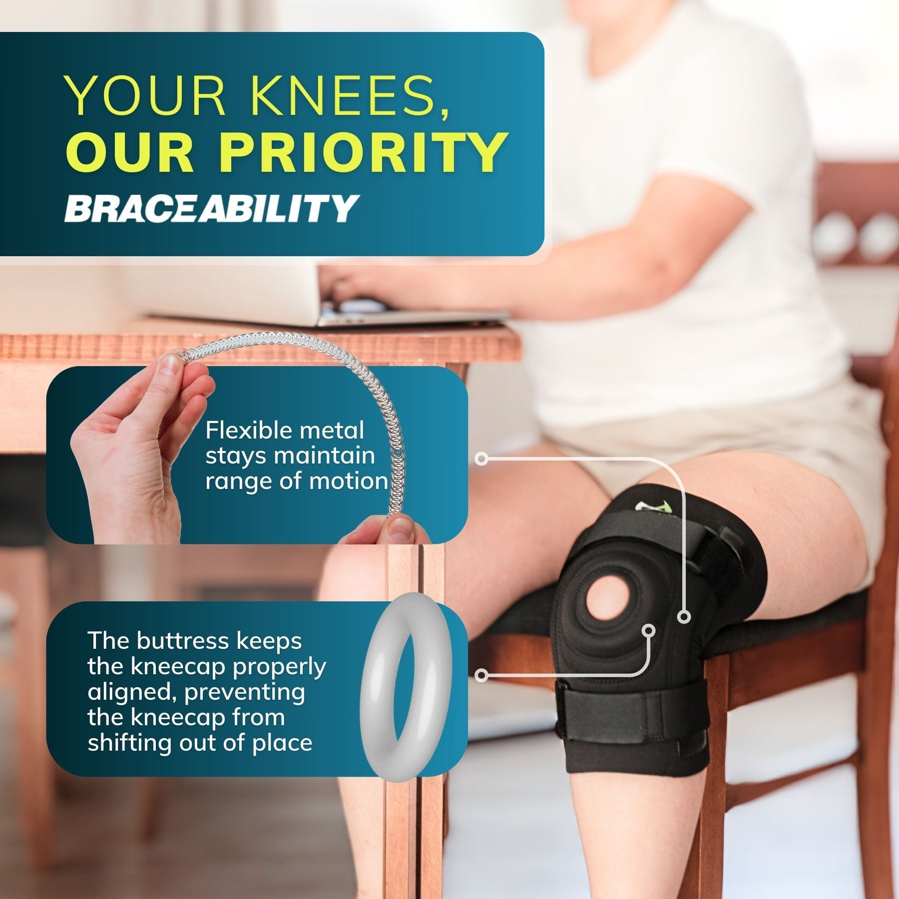 BraceAbility Plus Size Orthopedic Knee Brace with Side Stabilizers for Knee Pain and Instability 4XL