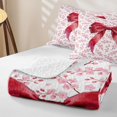 thumbnail image 4 of Erosebridal Watercolor Floral Bow Bed Spread Queen for Teens, Red Ribbon Blossom Queen Coverlet Set, 3 Pieces, 4 of 7