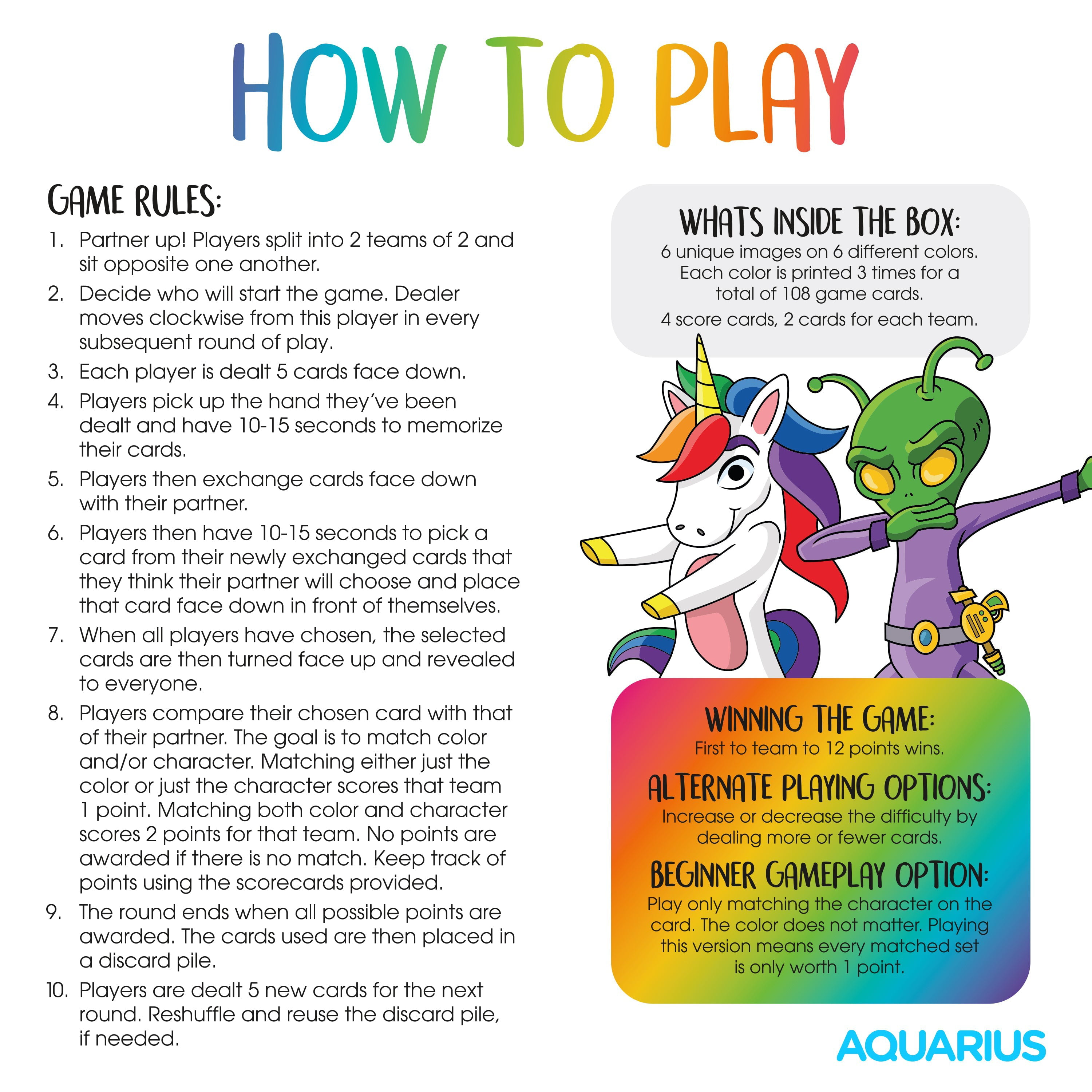  AQUARIUS - Harry Potter Memory Master Card Game : Toys & Games