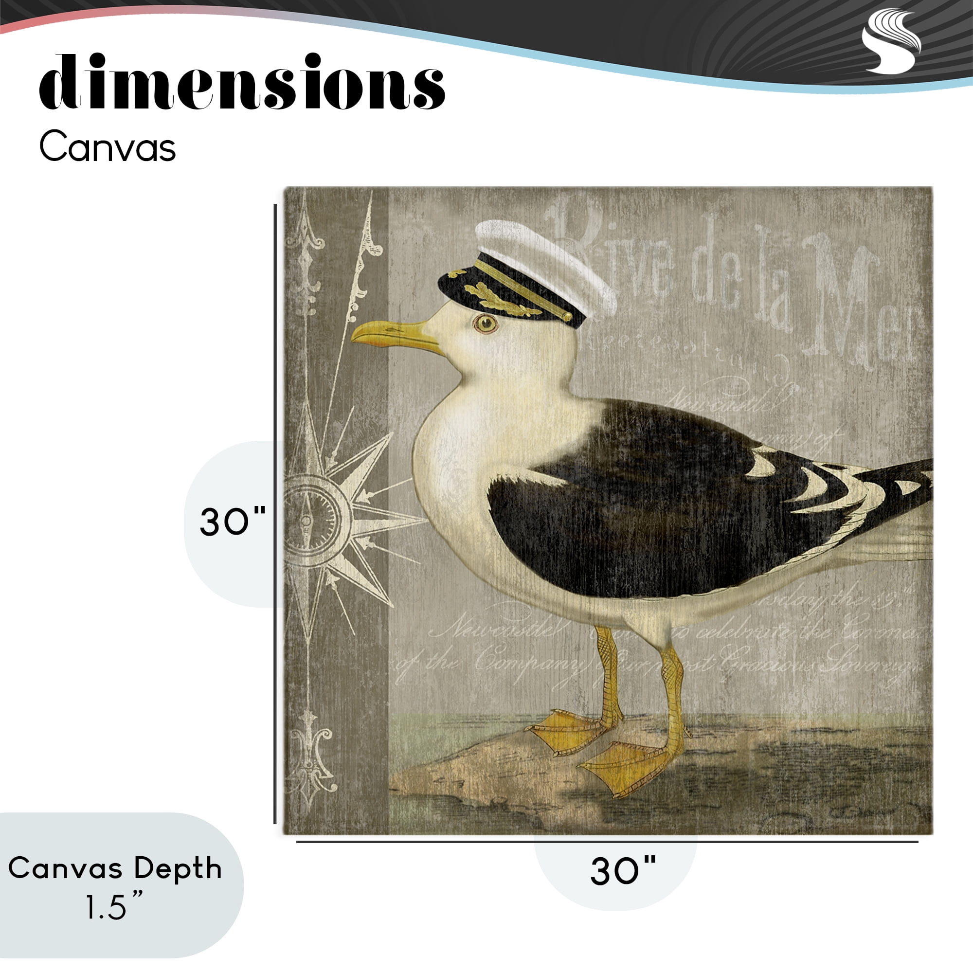 Stupell Industries Little Maritime Seagull Canvas Wall Art, design by Suzanne Nicoll