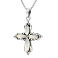 thumbnail image 2 of Elegant Swirling Sterling Silver Cross w/ White Shell Inlay Necklace, 2 of 6