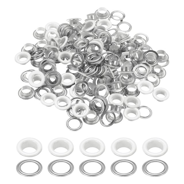 Uxcell 110 Pcs Ojetes con Arandelas 5/16" Kit de Grommets Blanco