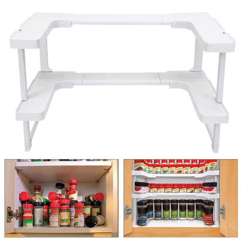 Adjustable Space Saving Rack 2 Layers Rack Countertop Organizer for Cabinet Storage Kitchen Walmart