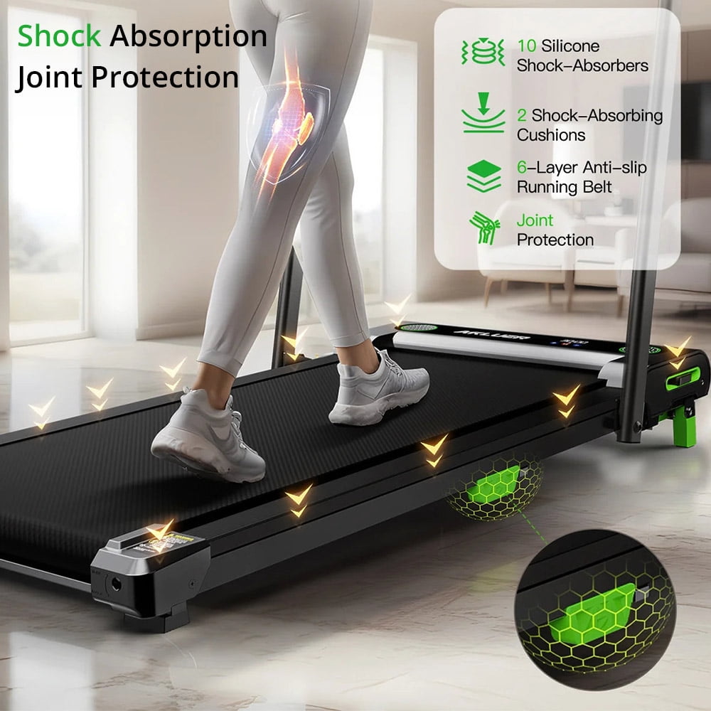 Akluer Incline Walking Pad with Handle for Home Office, 2.5HP Under Desk Treadmill, LED Screen & Remote Control, 330lbs Max Capacity, Easy Assembly，Foldable Space Save Design，480L-B