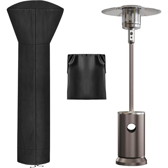 OutdoorLines Waterproof Outdoor Patio Heater Covers with Zipper and Storage Bag, Dust-proof UV-Resistant Windproof Propane Heavy Duty Heater Cover for Standing Heater, 1 Pack-89Hx33Dx19B inch Black