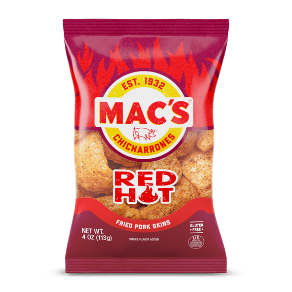 Mac's Hot Fried Pork Skins, 4 oz Bag