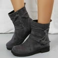thumbnail image 2 of Gray Women Round Toe Mid Tube Boots With Side Zipper Thick Sole And Heel For Casual Activities 2025 Stylish, 2 of 7
