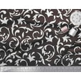 thumbnail image 2 of Soimoi Brown Cotton Duck Fabric Filigree Damask Print Sewing Fabric Yard 42 Inch Wide, 2 of 3