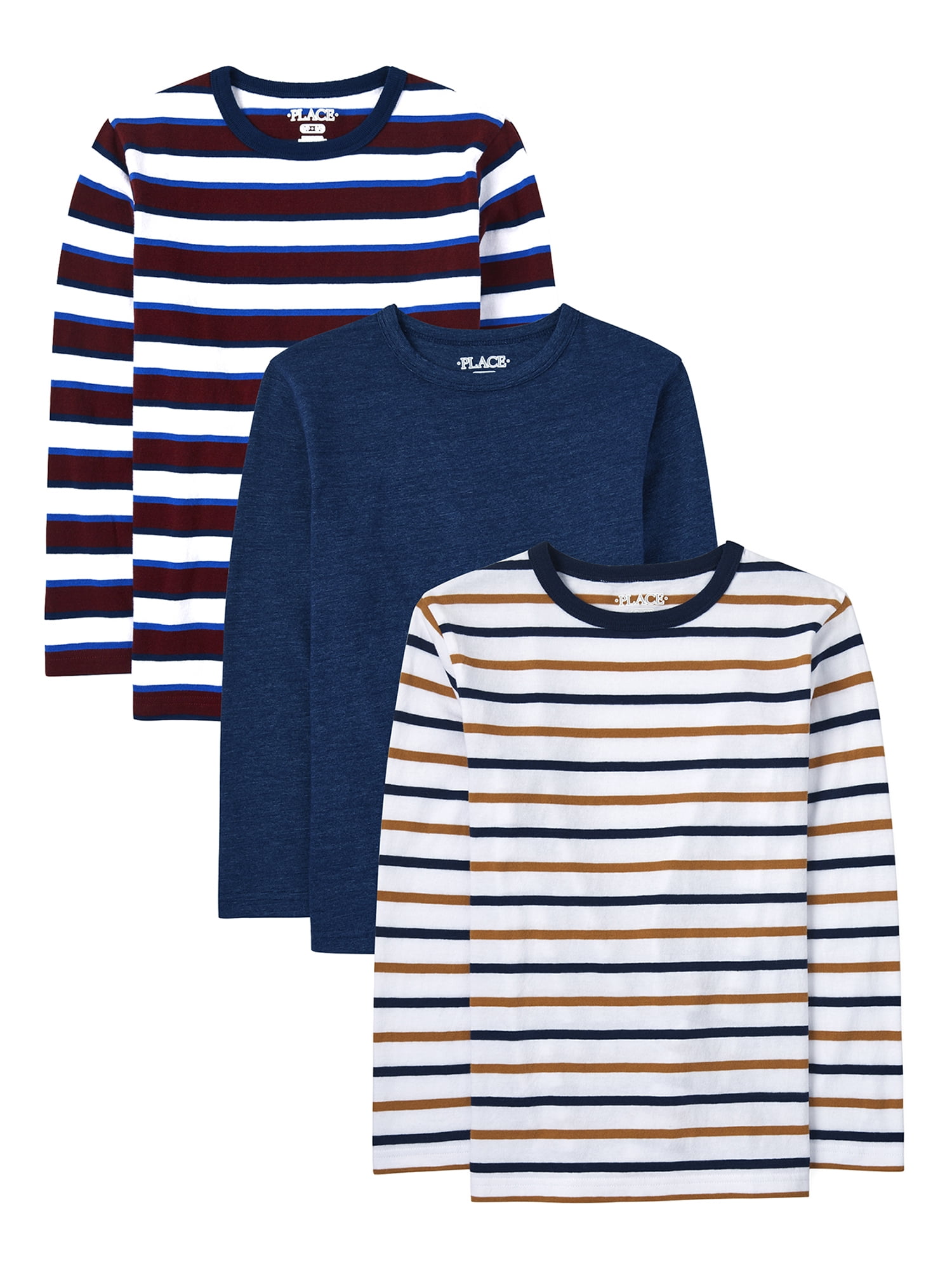The Children's Place and Toddler Boy Long Sleeve Striped Thermal Top 3-Pack