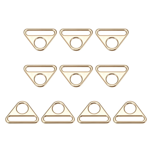 Unique Bargains 1.5' 38mm Adjuster Triangle with Bar Swivel Clip D Dee Ring Buckle, 10Pack Gold